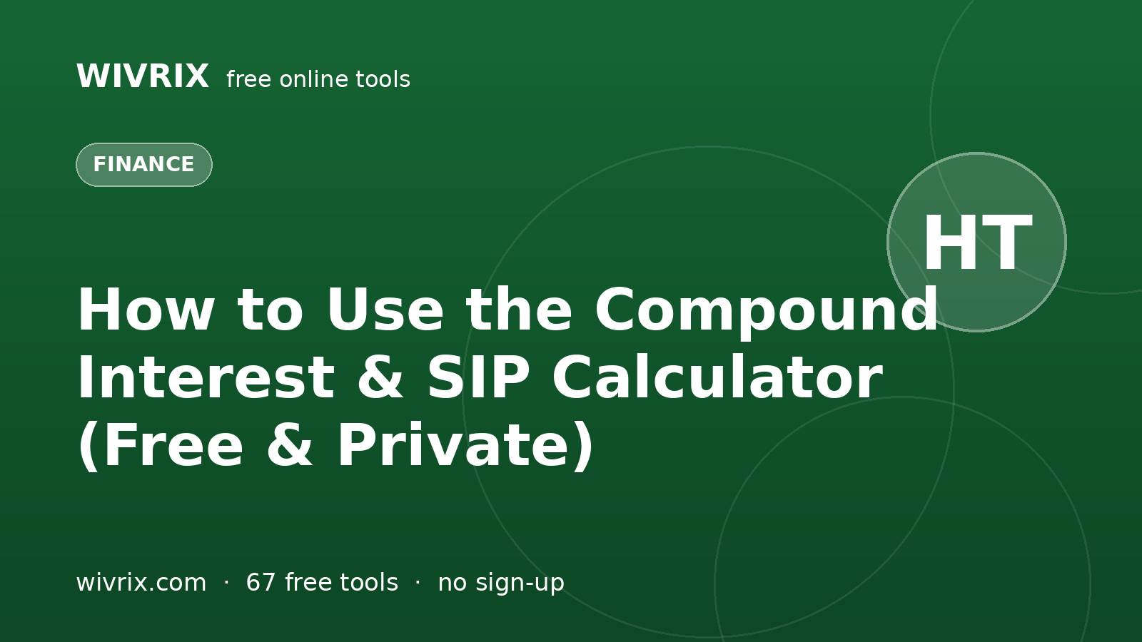 How to Use the Compound Interest & SIP Calculator (Free & Private)