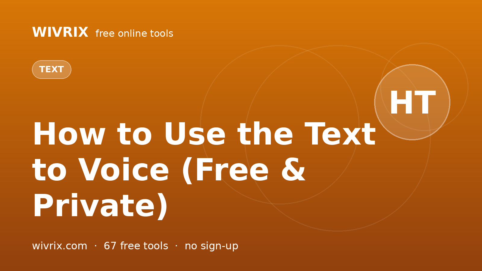 How to Use the Text to Voice (Free & Private)