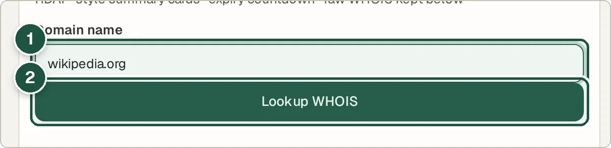 WHOIS Lookup with a domain name entered
